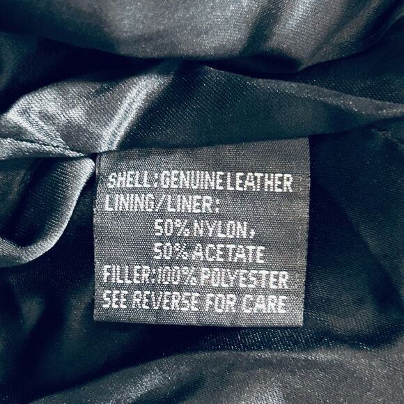 Unik Black Cropped Leather Jacket with Fringe, Harley Patches size Large - Picture 13 of 15